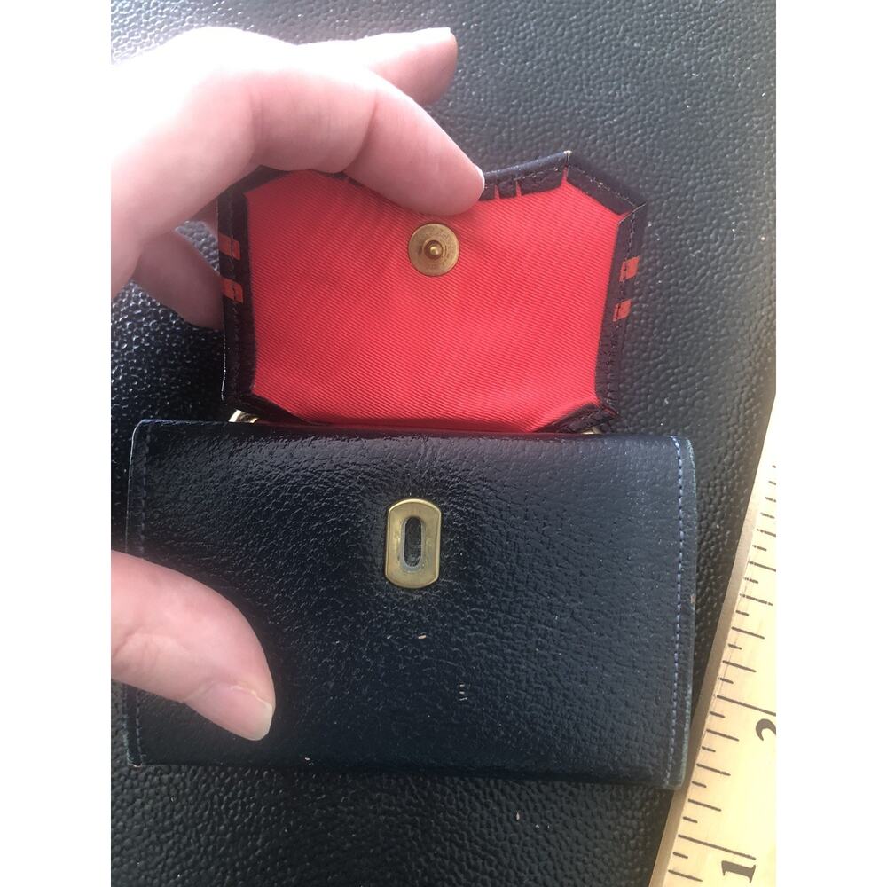 Vintage Pig Skin Leather French Coin Purse Wallet Navy Blue And Red Women - Picture 3 of 7